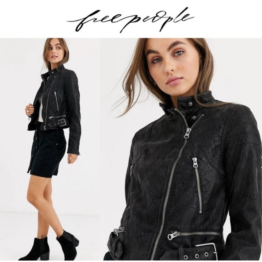 Free People Fenix Vegan Moto Jacket Small Faux Leather
